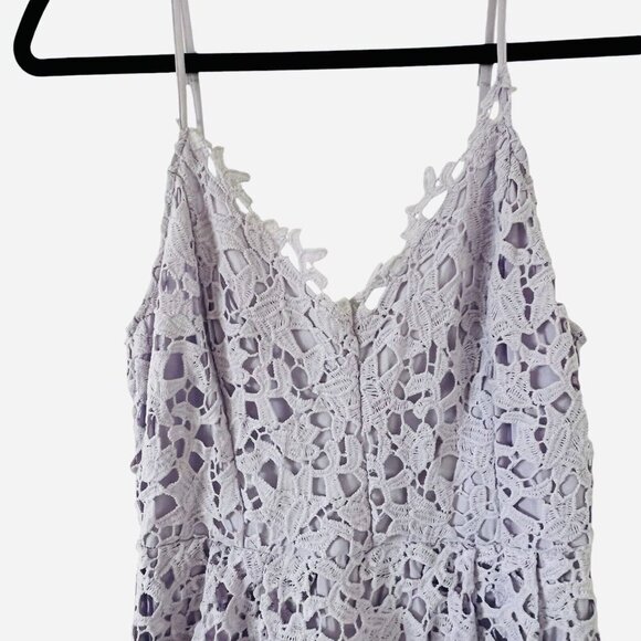 ASTR the Label Dress Women’s Size Large Lace Floral Overlay Midi Lavender Fairy - Picture 5 of 9
